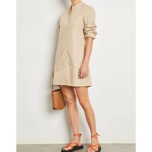 Matin Studio Tan & Blue Stripe 100% Organic Cotton Mini Shirtdress AU 8 US 4